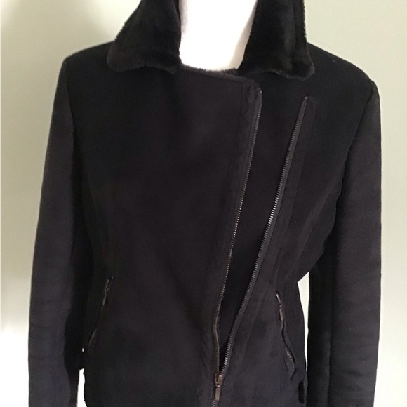 Suede jacket, Faux Shearling Suede jacket in black size S/P - Picture 6 of 9